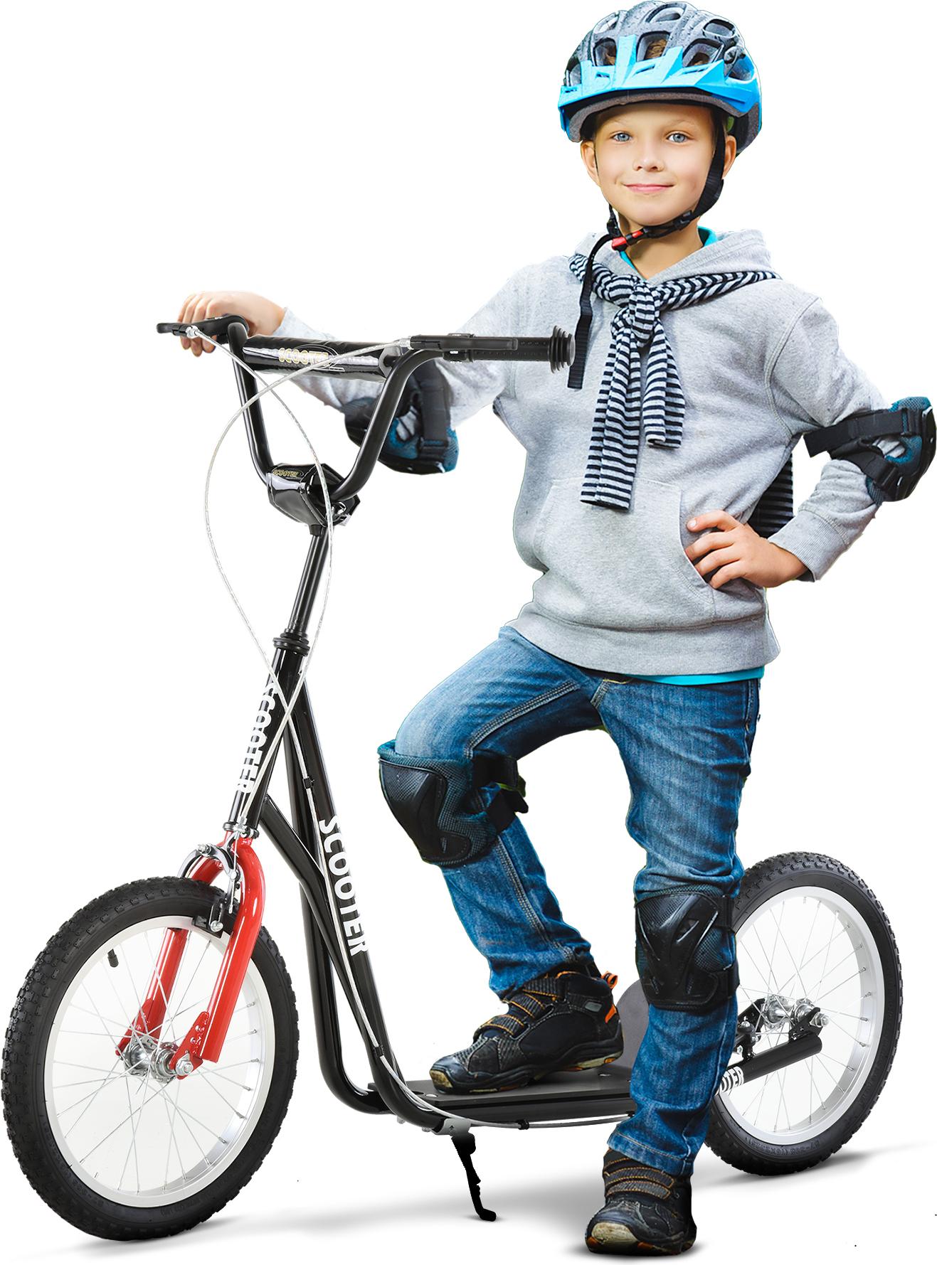 Kinderscooter mit Bremse höhenverstellbar Leichtbau Schwarz