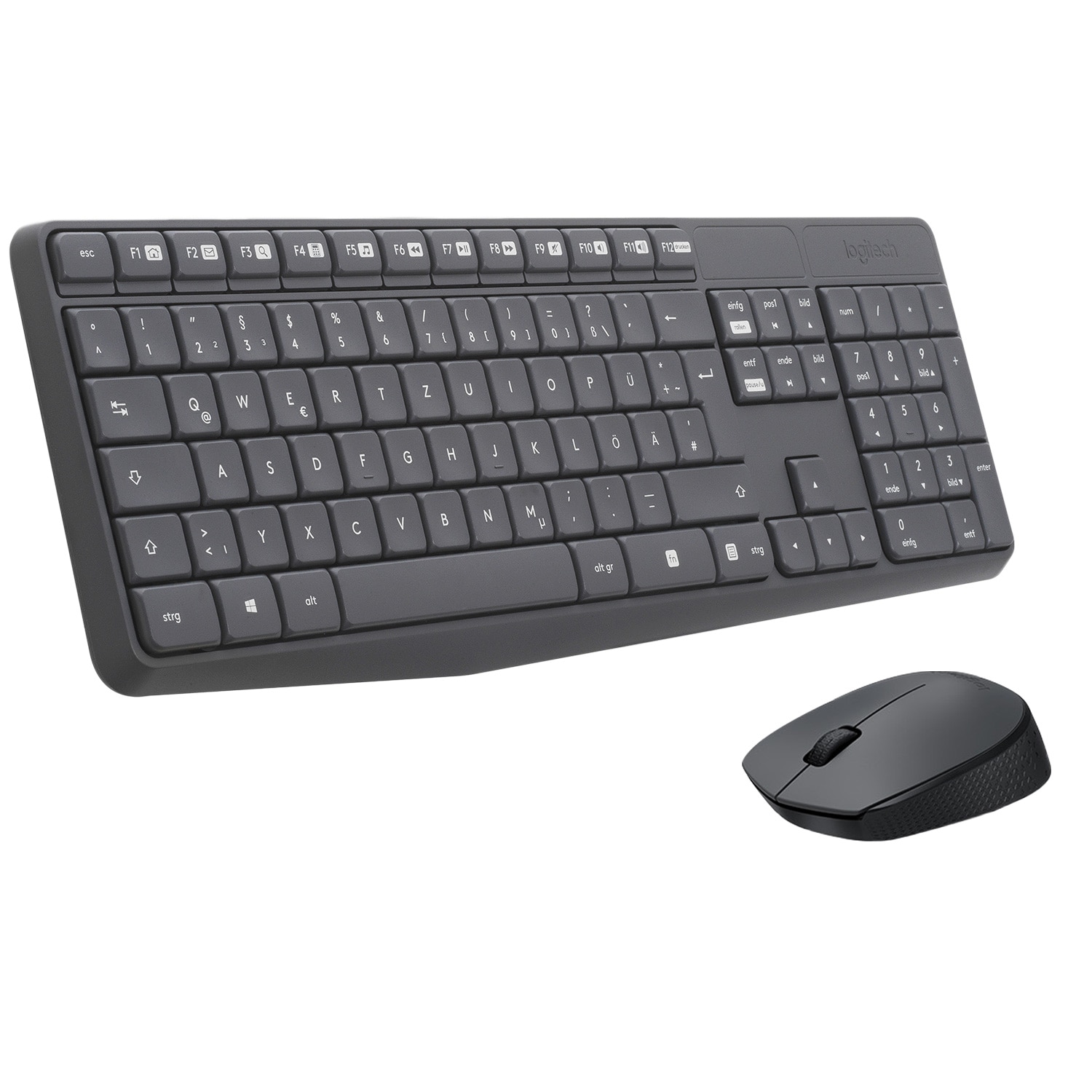 Logitech MK235 Combo Grau, Kabellose Maus-Tastaturkombination, Bluetooth, 2,4-GHz-Technologie