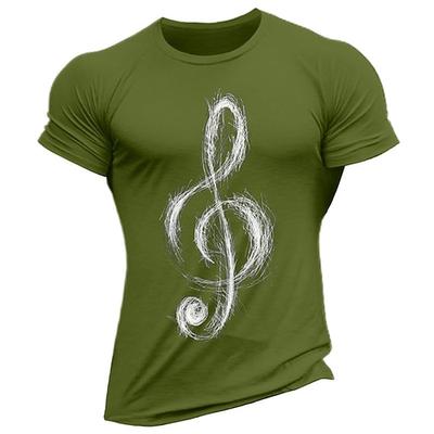 Herren Grafik Musik Violinschlüssel T-Shirt Kurzarm Skizzenhaftes Design