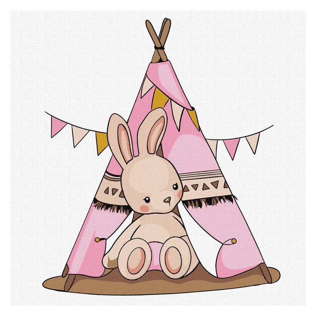 Ideyka Malen nach Zahlen - Kaninchenbaby im Tipi (56585741)