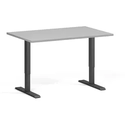 Höhenverstellbarer Schreibtisch, 1 Motor, 74-123 cm, Tischplatte 120x80 cm, schwarzes Metallgestell, grau