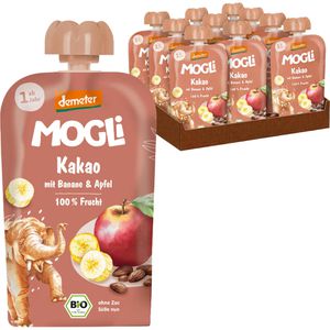 MOGLi Fruchtpüree Kakao Quetschie, 100% Frucht demeter, BIO, Banane & Apfel, je 100 g, 10 Stück