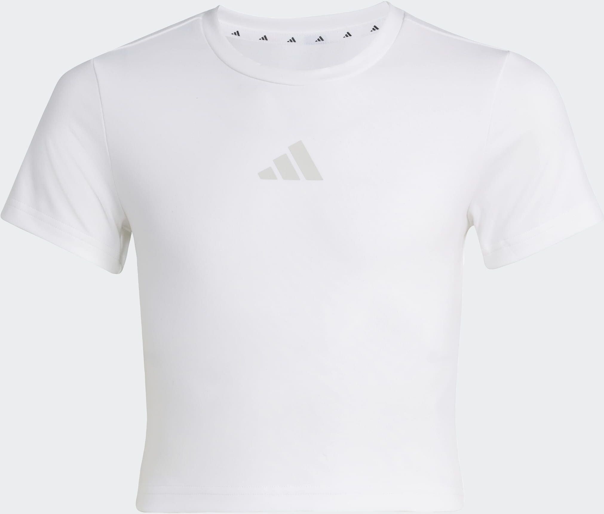 T-Shirt ADIDAS SPORTSWEAR "JG SPI SOFT TEE", Mädchen, Gr. 170, weiss (weiß, grau one), Obermaterial: 75% Polyester, 25% Elasthan, Shirts T-Shirt weiß, grau one 170