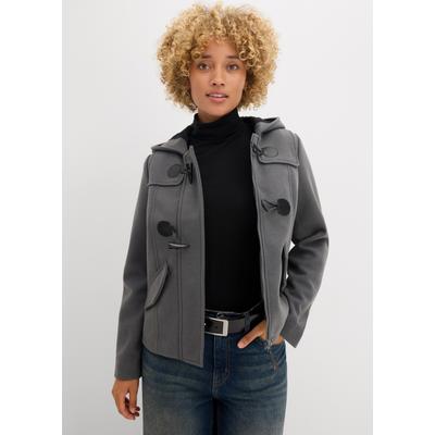 Outdoorjacke BONPRIX, Damen, Gr. 48, grau (anthrazit), Obermaterial: 78% Polyester, 22% Viskose. Futter: 100% Polyester, gerade, Jacken Outdoorjacke, als Duffle-Jacke, aus Wollimitat, gerade Passform, casualer Stil