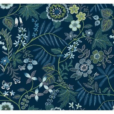 Scott Living Marilyn Dark Blue Floral Trail Wallpaper