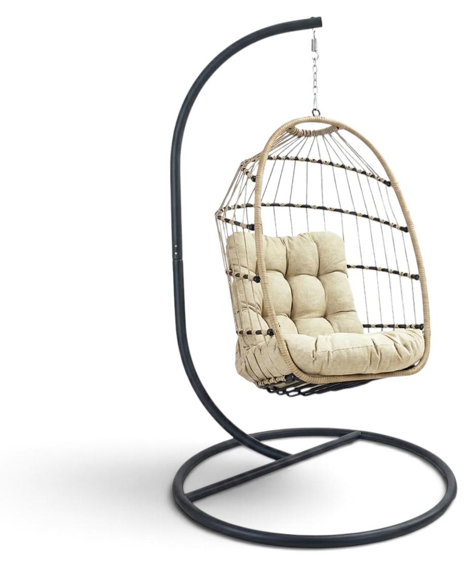 Hängesessel Malta | Sand & Schwarz | Aluminium und Rope | 2er Set
