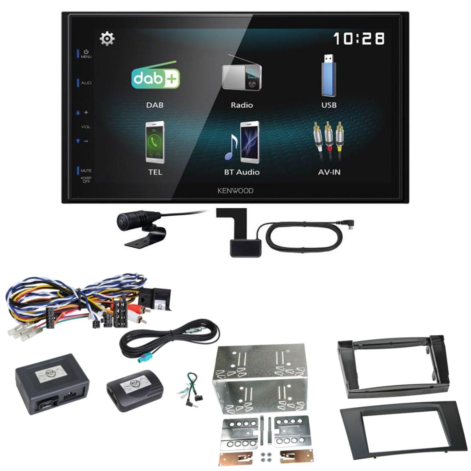 Kenwood DMX-125DAB Bluetooth MP3 USB DAB+ Einbauset für Mercedes W211 CLS W219