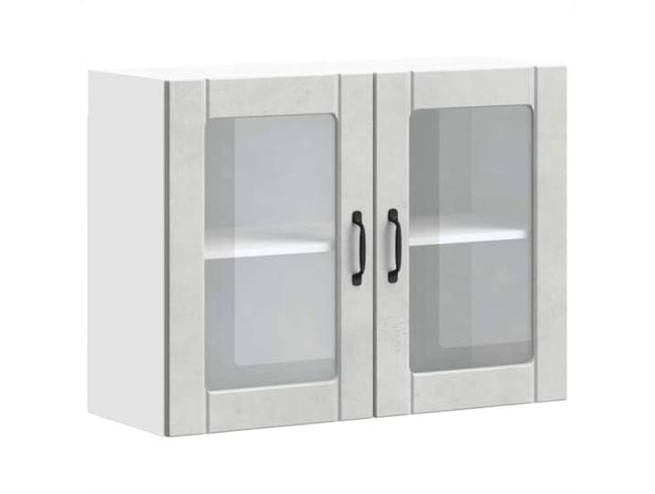 HKTMGDNG Küchen-Hängeschrank Lucca Betongrau 80x31x60 cm Holzwerkstoff Stabiler Küchenoberschrank mit stilvollen Glastüren und viel Stauraum für Esszimmer sowie modern eingerichtete Kochnische.