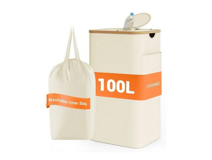 LuxusKollektion Müllsackständer Sammelbehälter Pfandflaschen Geruchsdicht Deckel Altglas Beige 100L