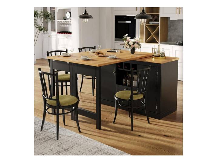 LuxusKollektion Bartisch Bartisch ausziehbar 360° drehbar Schwarz (1-St)