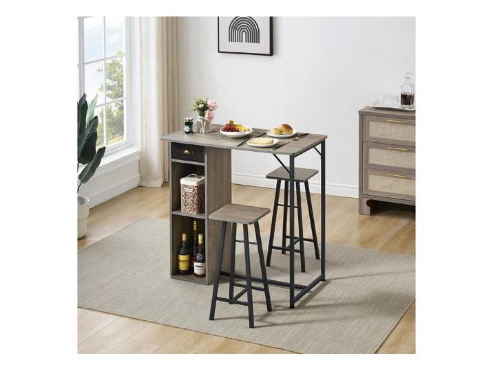 LuxusKollektion Bartisch Bartisch Set 3er Hellgrau