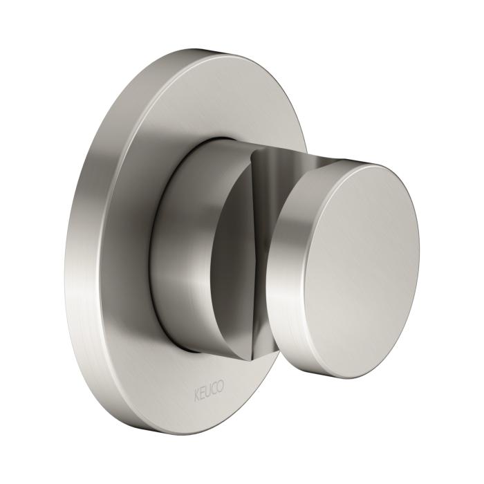 Keuco Ixmo Wandbrausehalter 59591050001 mit runder Rosette, rechts oder links verwendbar, Nickel gebürstet