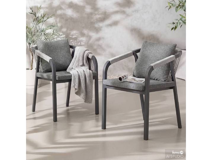 Lot de 2 chaises de n Verdee Tissu Gris/Anthracite 55 x 74 x 65cm
