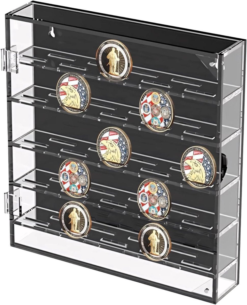 Acryl Munthouder Display Case voor 45 munten - Transparant Zwart