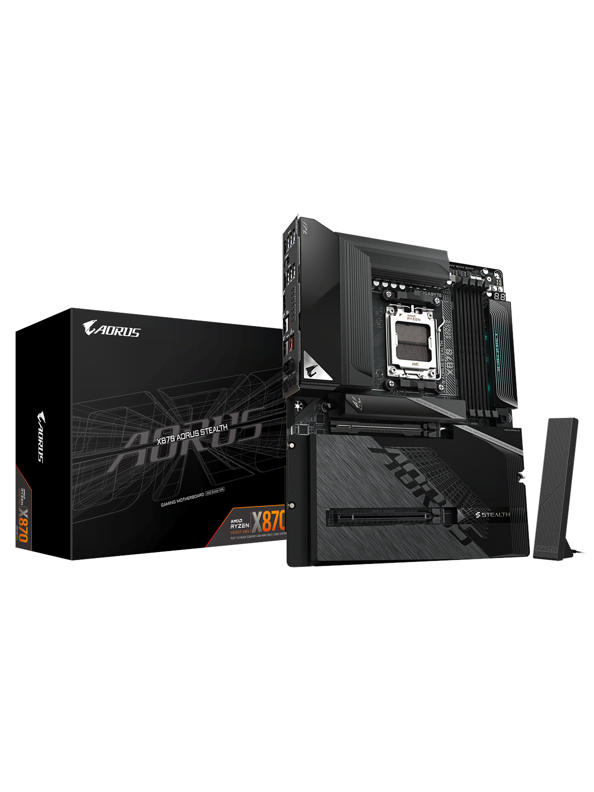 GIGABYTE X870 AORUS STEALTH Mainboard - AMD X870 - AMD AM5 - DDR5 RAM - ATX