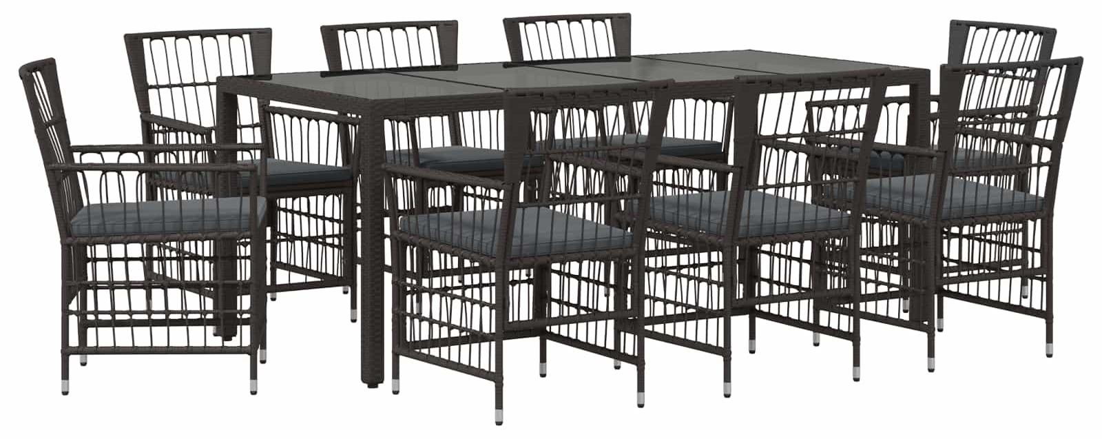 Outdoor-Essgruppe 9 stk. Schwarz Poly-Rattan