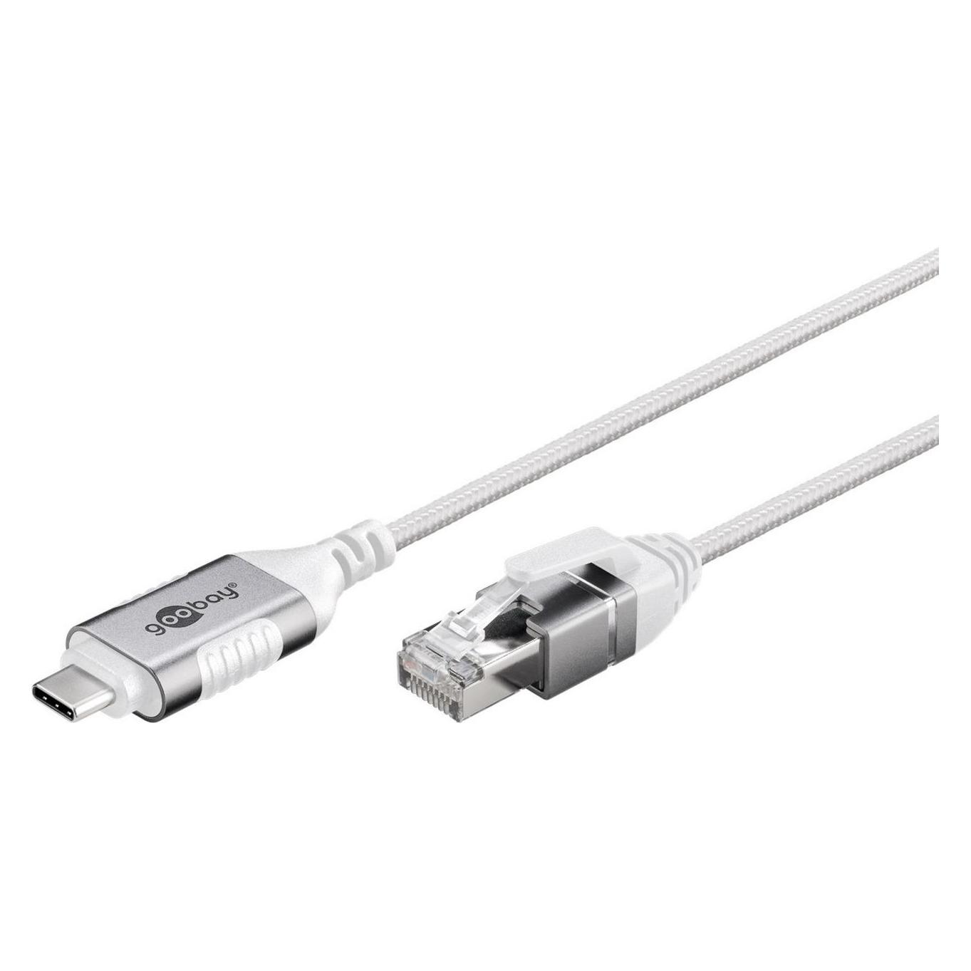 Goobay Ethernet-Kabel USB-C 3.1 auf RJ45, Slim, 10 m (USB 3.1, USB 3.2 Gen 2, USB-C, RJ45 (1x)) (74391)