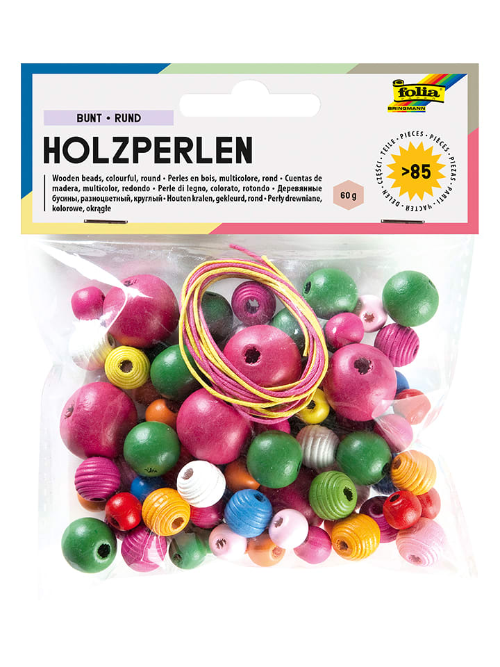 folia PAPER Bastelset "Holzperlen" in Bunt - 60 g - onesize