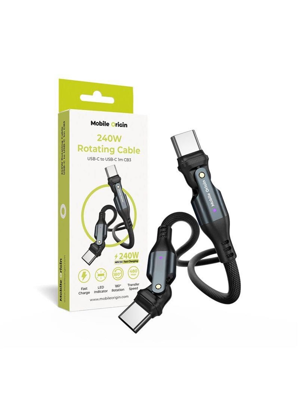 Mobile Origin CB3 Rotating Cable USB-C to USB-C - 1m