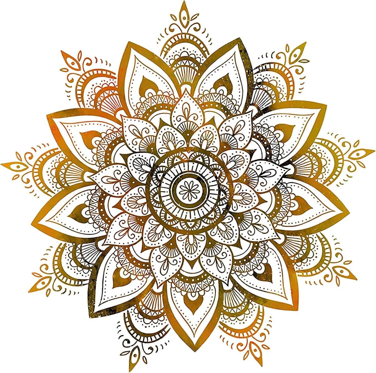 Grote Mandala Muurstickers Gouden Boho Bloemen Wanddecoratie voor Slaapkamer, Woonkamer en Yoga Ruimte