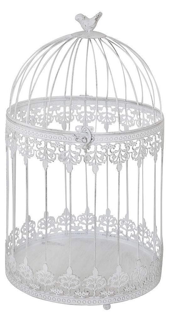 Decoratieve vogelkooi Frida, wit, shabby chic stijl, groot