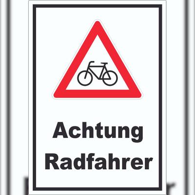 HB-Druck Achtung Radfahrer Fahrräder Aufkleber A8 (52x74mm)