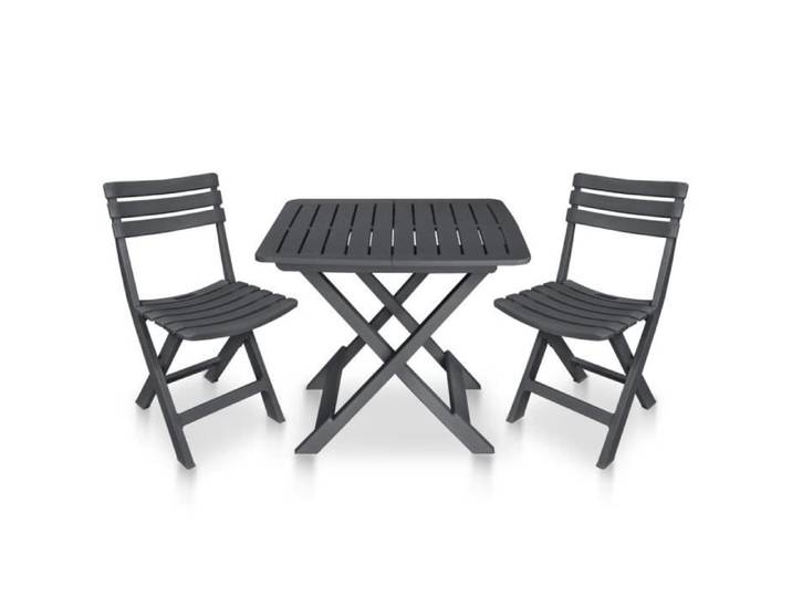 Mobilier de bistro pliable 3 pcs Plastique Anthracite-XIC