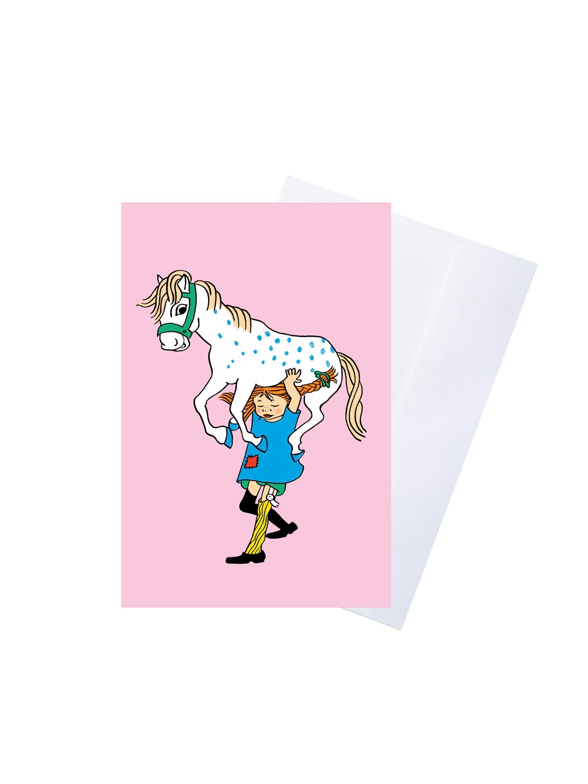 Pippi Langstrømpe Pippi - Greeting Card w. Envelope - Blue