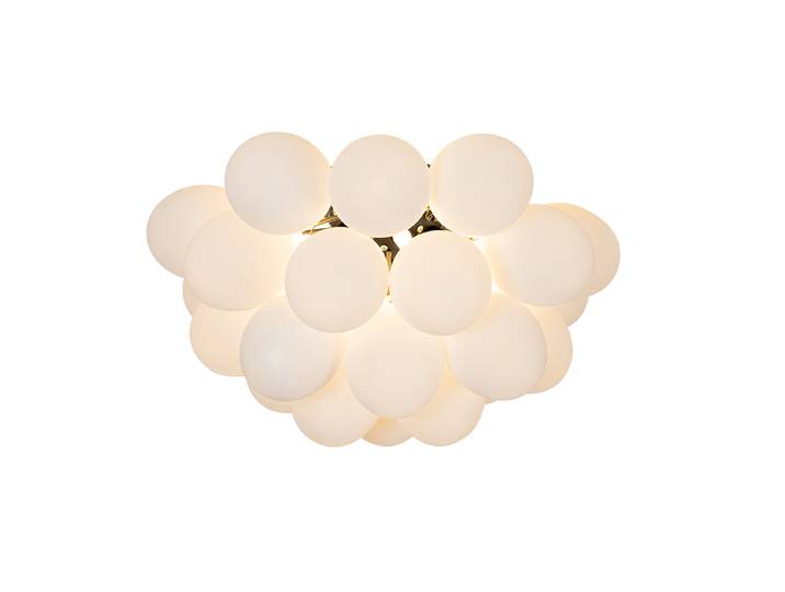 Plafonnier intelligent noir avec verre opale 6 lumières avec