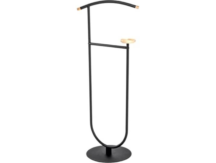 HAKU Valet de chambre en bois de hêtre\, noir Valet de chambre multifonctionnel pour chambre à coucher Bois massif Métal - Dimensions : L 45 x H 115 x P 34 cm\, Style : Moderne