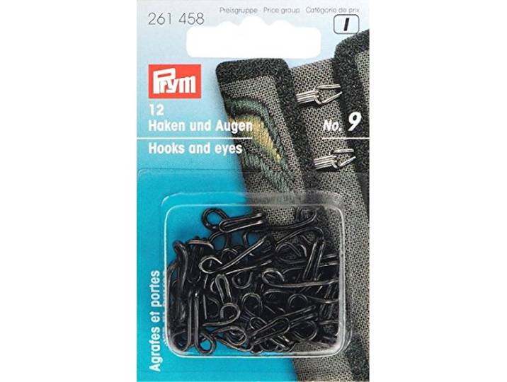 PRYM haak en ogen, zwart