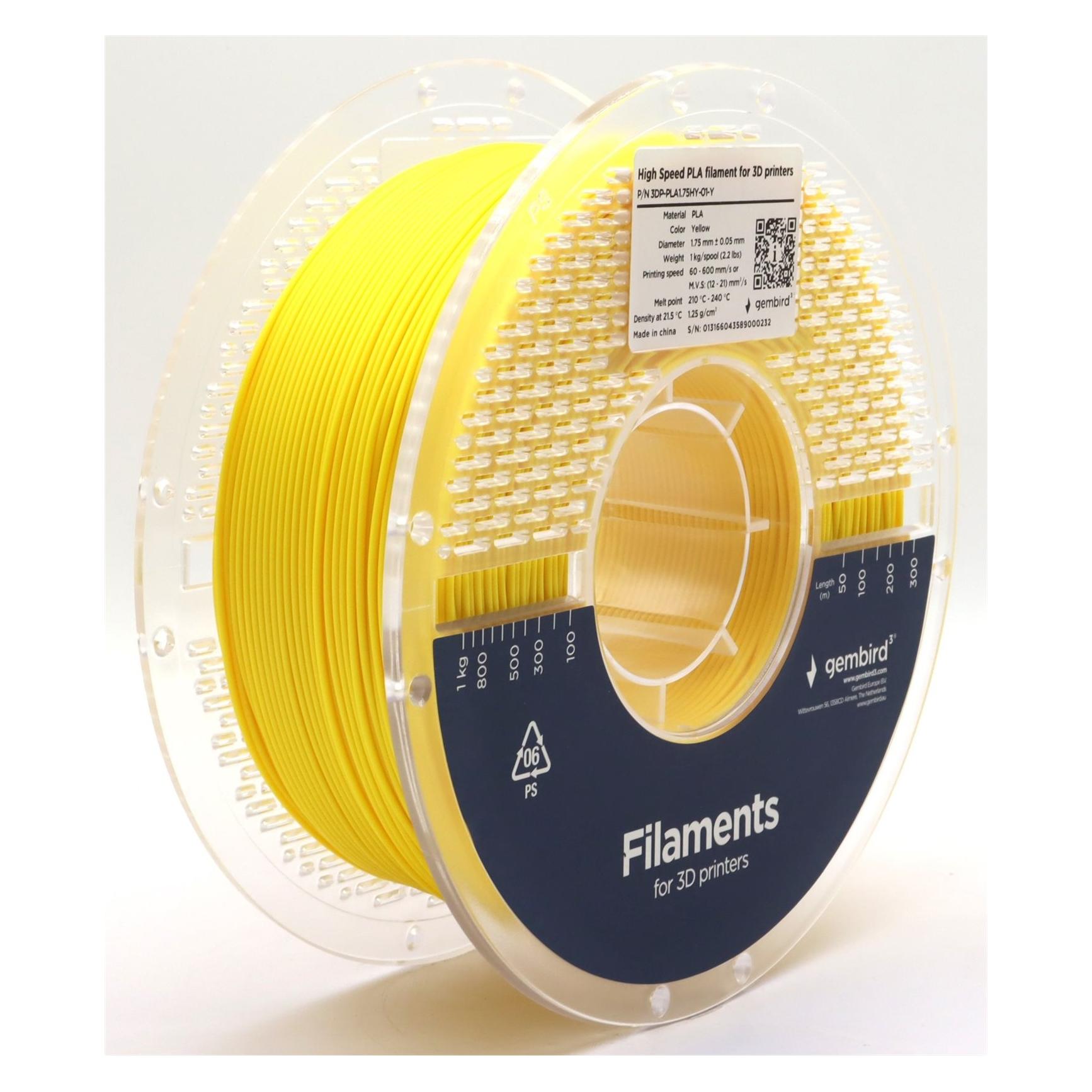 Gembird 3DP-PLA1.75HY-01-Y (1000 g, 1.75 mm) (3DP-PLA1.75HY-01-Y)