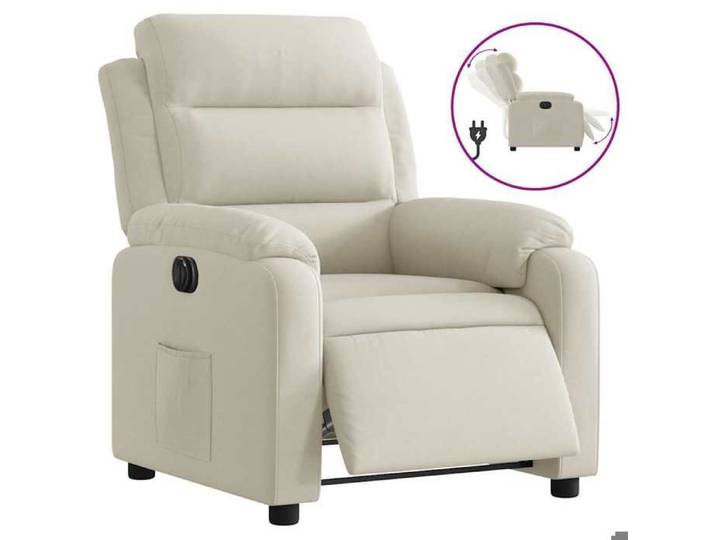 SARA@Fauteuil avec design inclinable électrique Crème Velours - Fauteuil mixe 1 personne HO15668