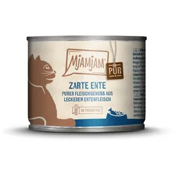 MJAMJAM Purer Fleischgenuss 200g Dose Katzennassfutter Sparpaket 12 x 200 Gramm zarte Ente pur