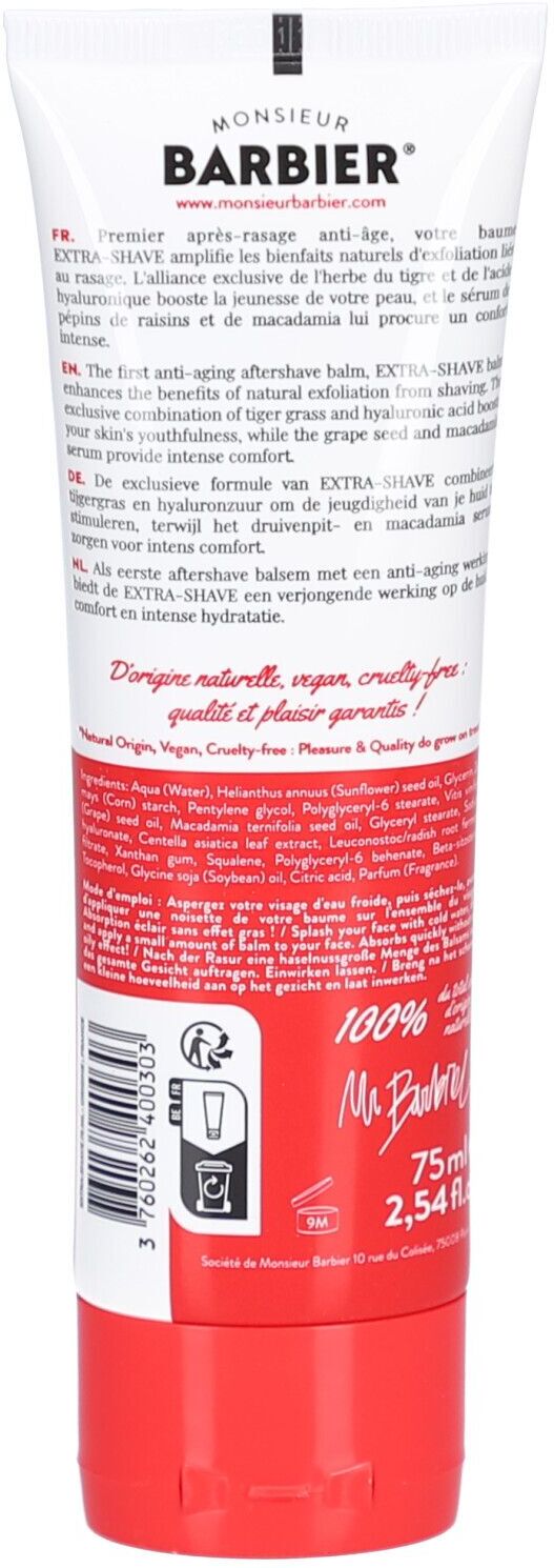 Monsieur Barbier Extra Shave Après Rasage Antiâge - Baume après-rasage antiâge. tube 75 ml Balsam