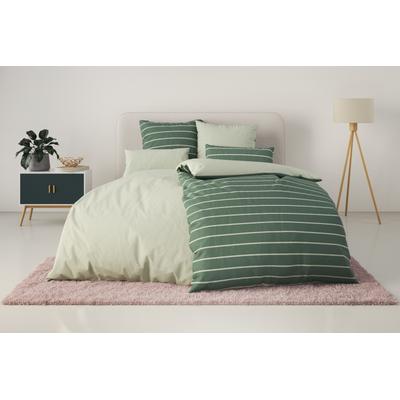 Bettwäsche OTTO HOME "Katja", grün, B/L: 135cm x 200cm, 1 Stk., 1 Stk., Linon, B/L: 40cm x 80cm, 2, Linon, Obermaterial: 100% Baumwolle, Bettwäsche, Bettwäsche, Bettwäsche aus Baumwolle, Bettwäsche mit Streifen-Design, Wendeoptik