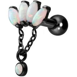 Titan Ohrpiercing mit Innengewinde LOTUSBLÜTE + SYNTHETISCHE OPALE