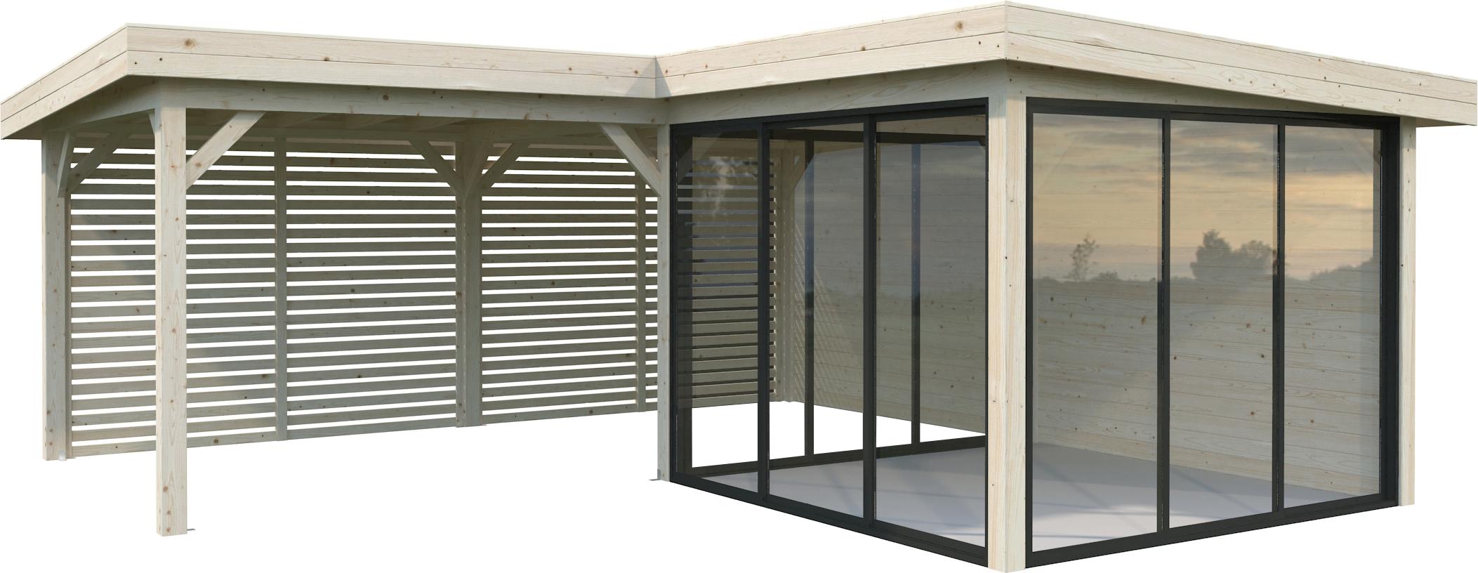 Pavillon Palmako Lenna Slide 24,9 m² Set 411 588 x 588 cm natur