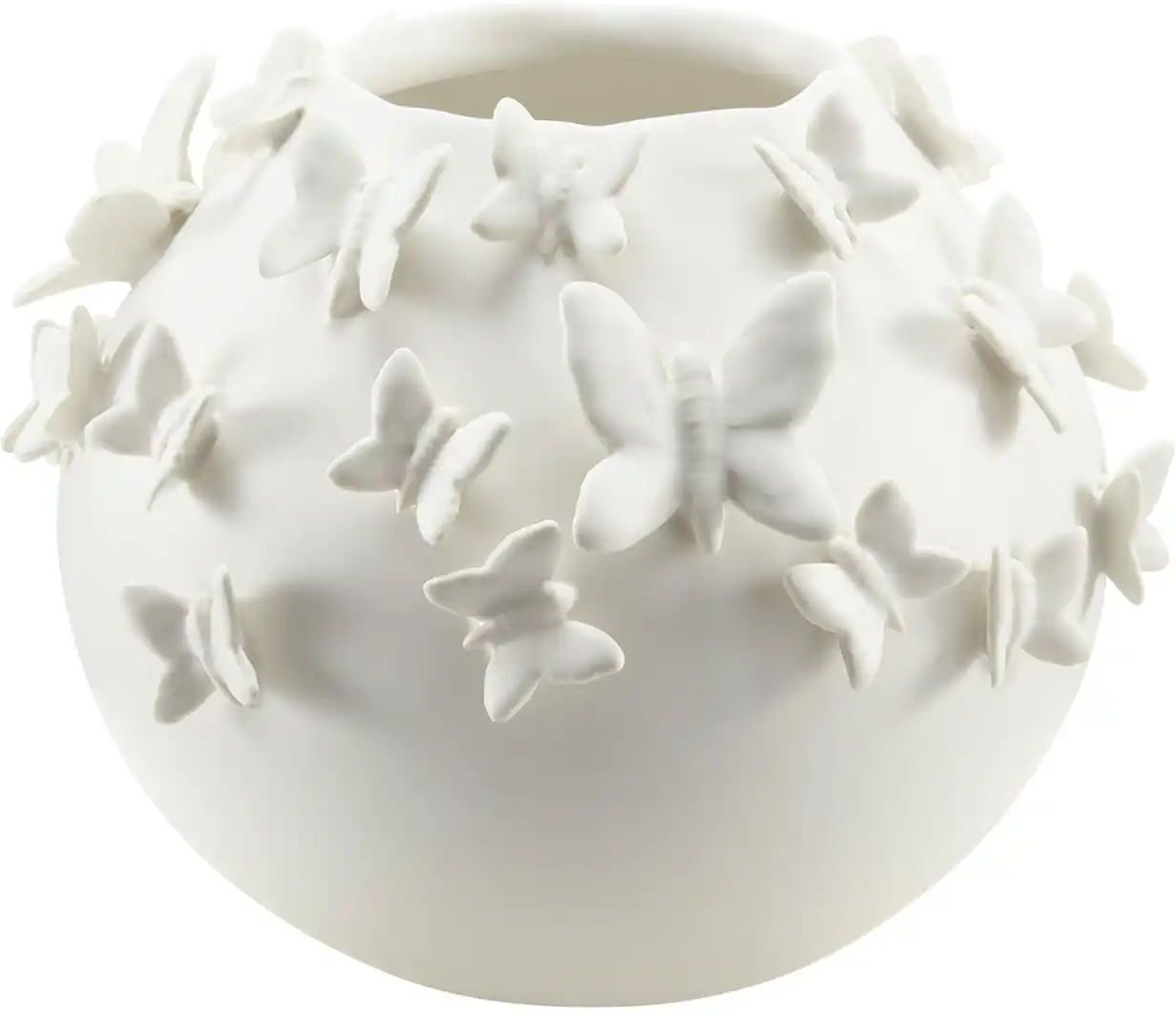 HOME STORY Vase  3D Schmetterling ¦ weiß ¦ Porzellan ¦ Maße (cm): H: 19  Ø: 22