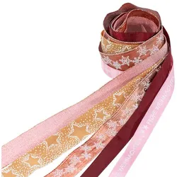 Bänderpaket "Weihnachten", rosa-kupfer, 15–25 mm, 5x 2 m