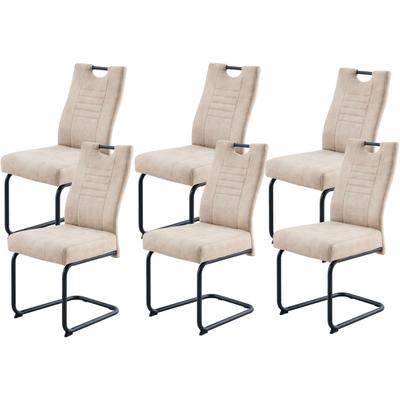 Freischwinger OTTO HOME "Altona", beige, schwarz, 6 Stk., Microfaser, Stühle, Freischwinger, Federkern und Griff, 140 Kg Belastbarkeit, 2er und 6er Set