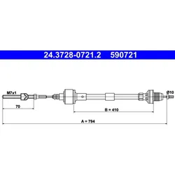 Seilzug Kupplungsbetätigung ATE 24.3728-0721.2 für Opel Corsa B Tigra
