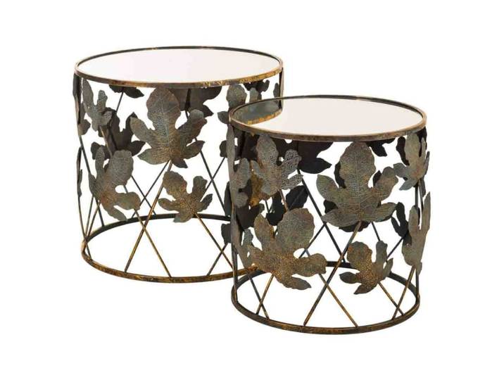 Lot de 2 tables basses en métal doré