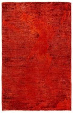 Overton "Vibrance, One-of-a-Kind Hand-Knotted Area Rug - Orange, 4' 0"" x 6' 1"" - 4' 0"" x 6' 1"""