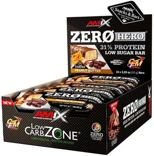 Amix Nutrition ZERO HERO 31% PROTEIN BAR 15 Barritas de 65g Almendra-Vainilla