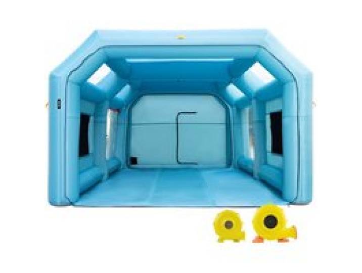 VEVOR Draagbare opblaasbare spuitcabine, 8,5 x 4,6 x 3 m opblaasbare spuitcabine, autospuittent met luchtfiltersysteem en 2 blazers, spuitcabinetent, autospuitwerkplek, parkeergarage