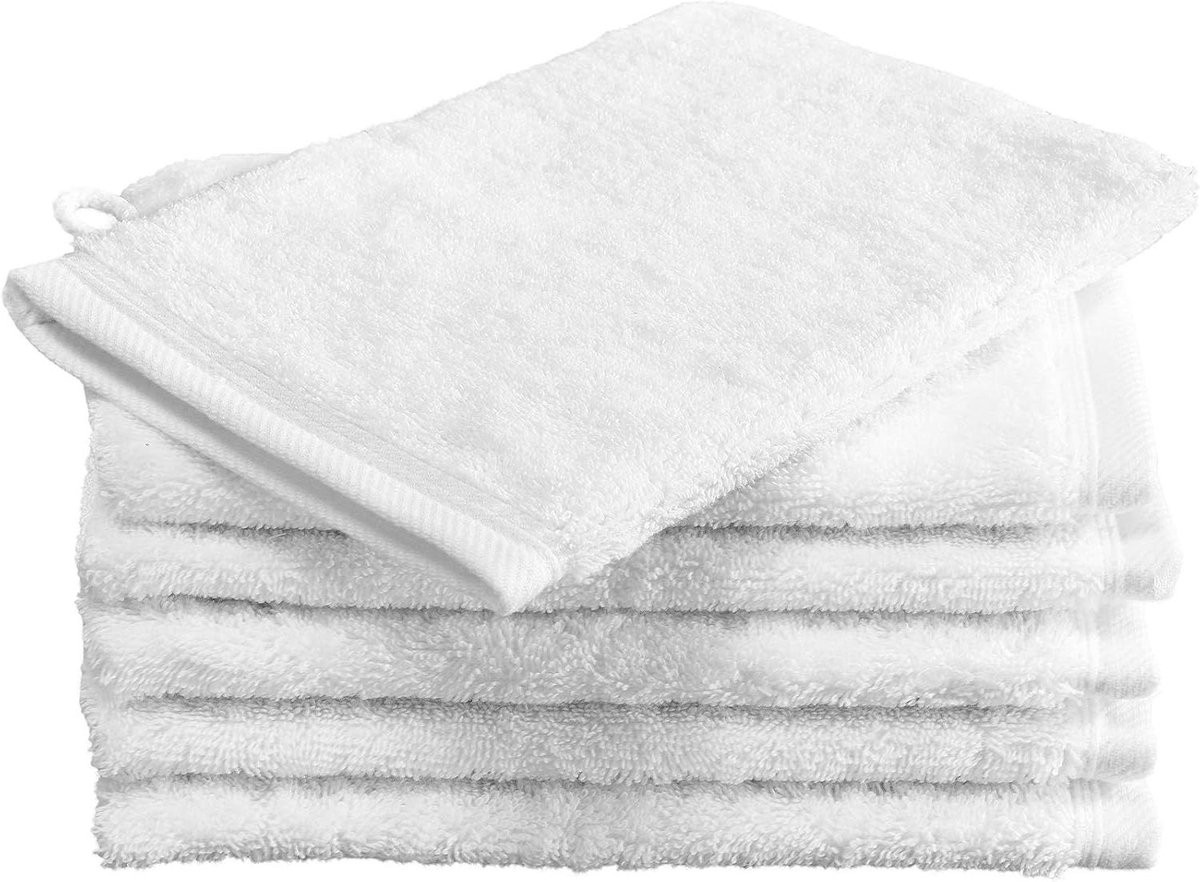 Set van 6 witte washandjes van premium Australisch katoen voor dagelijkse verzorging