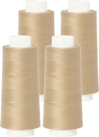 buttinette Overlockgarn im 4er-Pack, Stärke 120, 2500m-Spule, beige