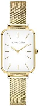 Uplift Essentials Elegant Square Mesh Strap Watch gold White