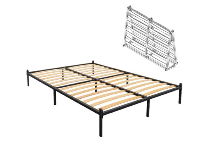 woplus Faltbares Bettrahmen 180x200 cm – Metallbett mit Holzlatten